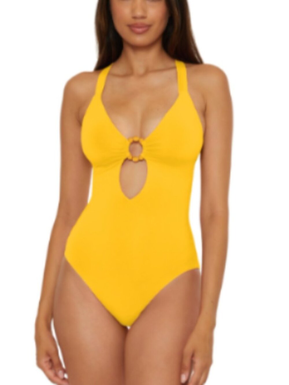 Becca Women's Marble Canyon One-Piece Swimsuit Yellow Size M - 7908
